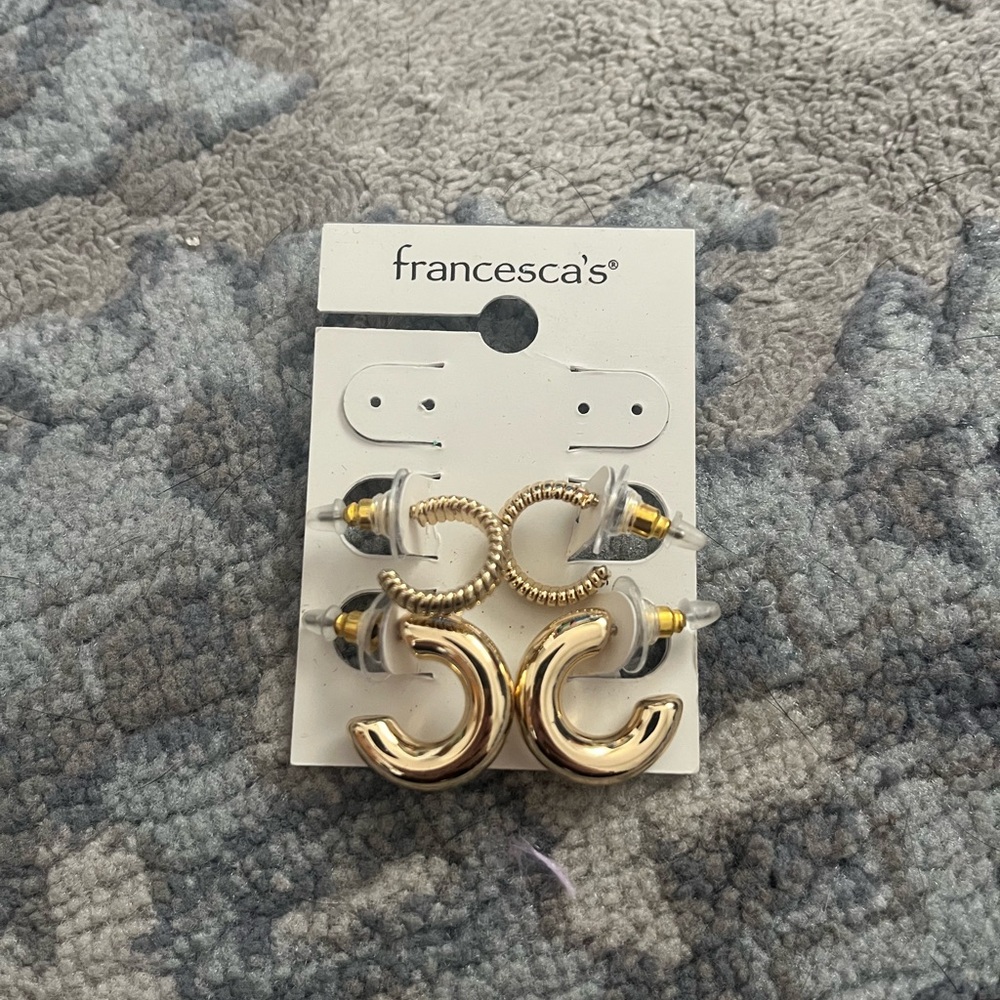 Francesca's Collections Gold Hoop Earrings Set